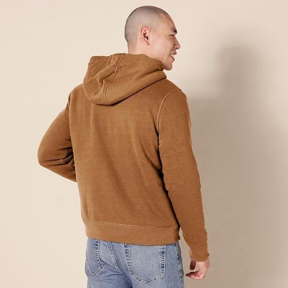Brown Zip-Up Hoodie With Sherpa Lining imagen 4
